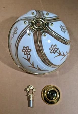 White/Gold etched glass panels shade for touch lamp from ORE/OK LIGHTING 