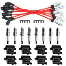 8 Pack Square Ignition Coil & Spark Plug Wire For Chevy GMC 4.8L 5.3L 6.0L 8.1L