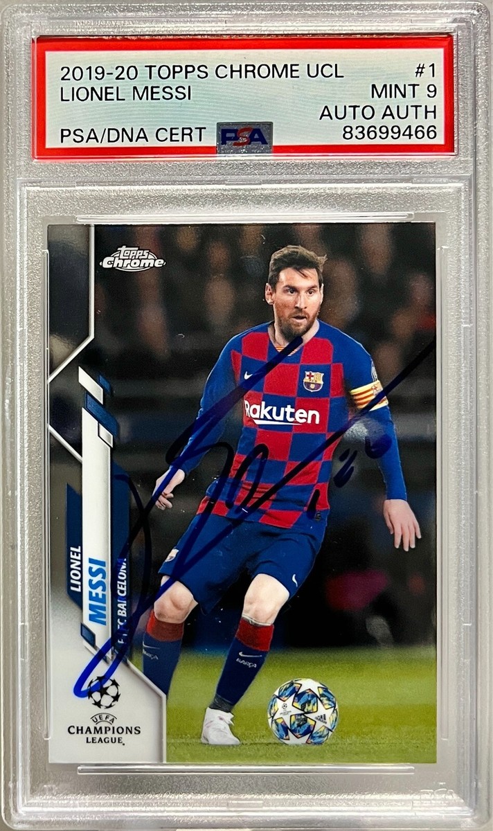 2019-20 Topps Chrome UCL Signed Lionel Messi Barcelona #1 PSA MINT