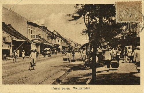 indonesien, JAVA WELTEVREDEN, Passar Senen, Fahrrad (1925) Postkarte - Bild 1 von 2