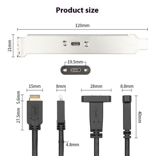 1 Piece 30/50cm USB 3.2 Front Panel Header Type-E Extension Wire Cable - Afbeelding 3 van 13