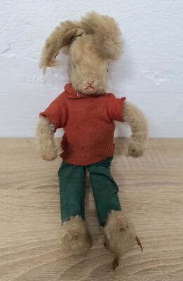 Alter Schuco Hase Mohair Glasaugen Glocke Bigo Bello 1950er Vintage