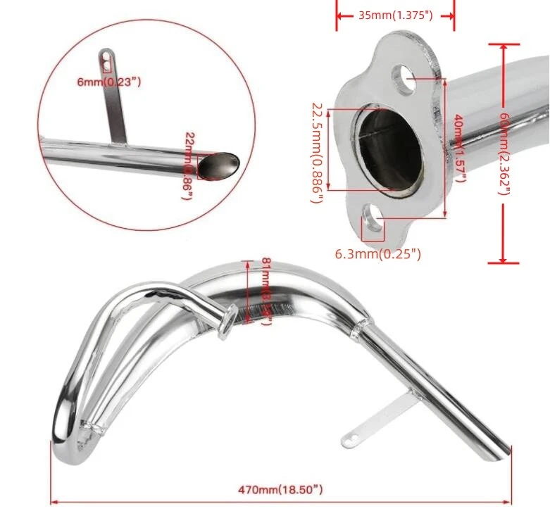 Chromed Expansion Chamber Muffler CDH66 2 Stroke Muffler - GAS MOTORIZED BICYCLE - image 2 of 4