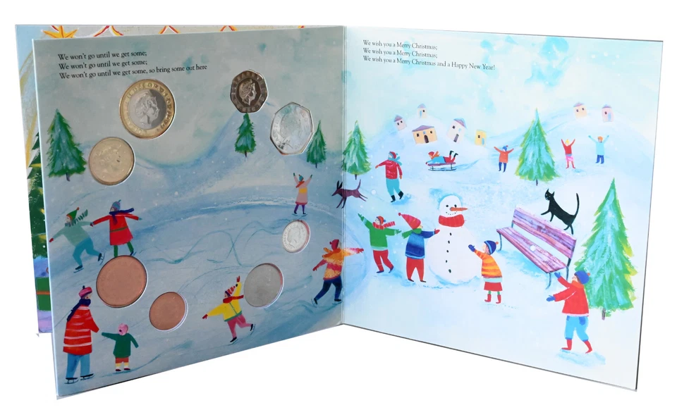 UK Great Britain 2005 CHRISTMAS Set Royal Mint 8 Coins + Coloured Xmas Medallion - Image 3 of 4