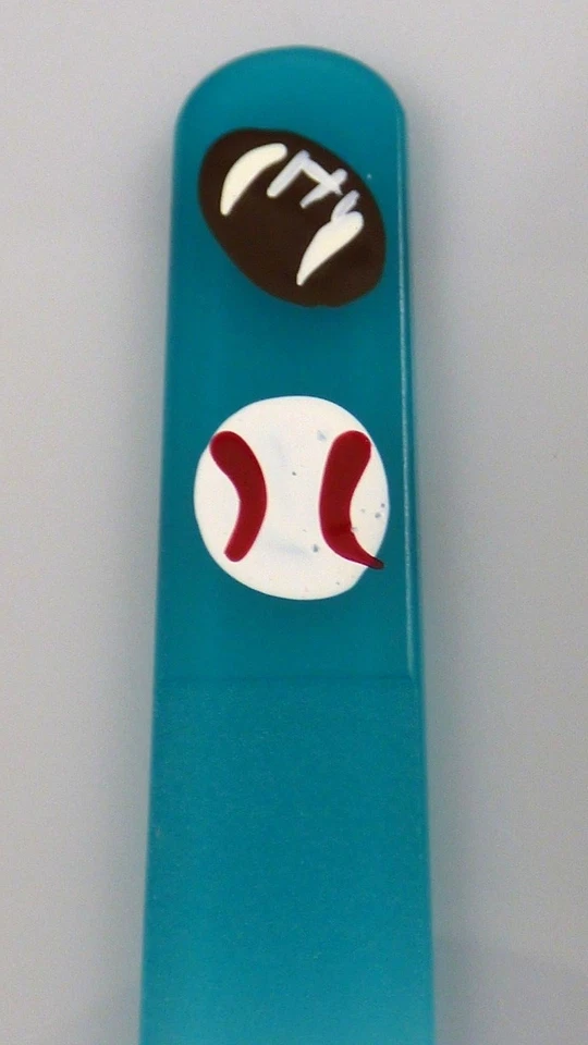 Стеклянная детская пилочка для ногтей спортивная чешский кристалл цветной бирюзовый маникюр с ручной росписью - Изображение 4 из 4