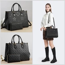 MilaKate Embossed Top Handle Bag with Wallet Set for Women.
