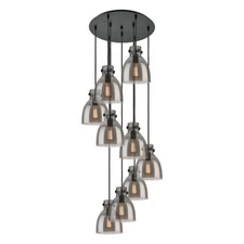 Innovations Newton-B 9Lt 8" CM Pendant, 18" Cpy, BK/SM - 119-410-1PS-BK-G412-8SM