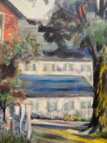🔥 Antique American Regionalism New England Rockport MA Cityscape Oil Painting - Picture 8 of 24