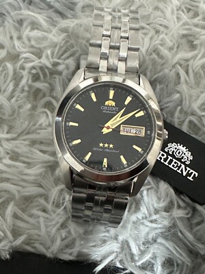 Rare Orient 3 Stars Automatic Luminous Hands SAB0D003B Black Dial