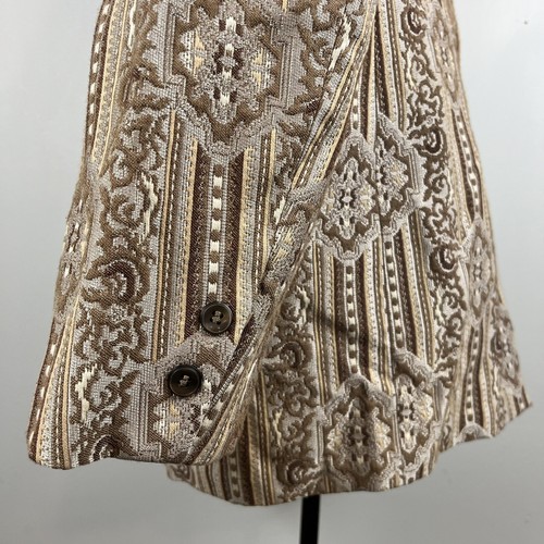 AMAZING VTG 70s After Six 42R brown tan brocade tuxedo jacket black lapel - Picture 5 of 11