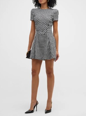 houndstooth tweed mini dress Strappy houndstooth tweed A-line dress pink pink - Women