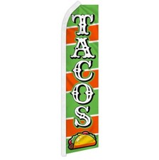 "TACOS" advertising super flag swooper banner business sign green Mexican food