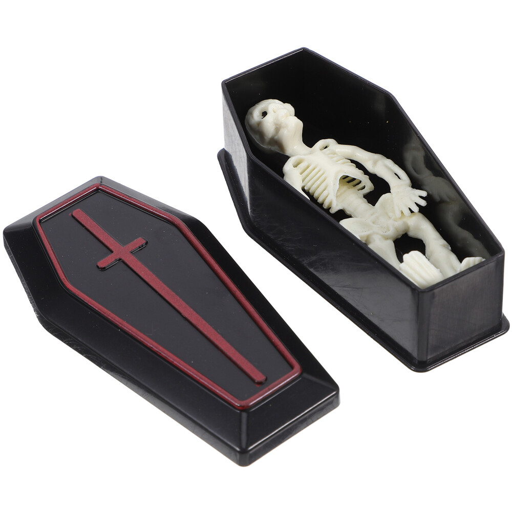 1 Set Mini Coffin with Skeleton Halloween Decoration Funny Prank Props Creative