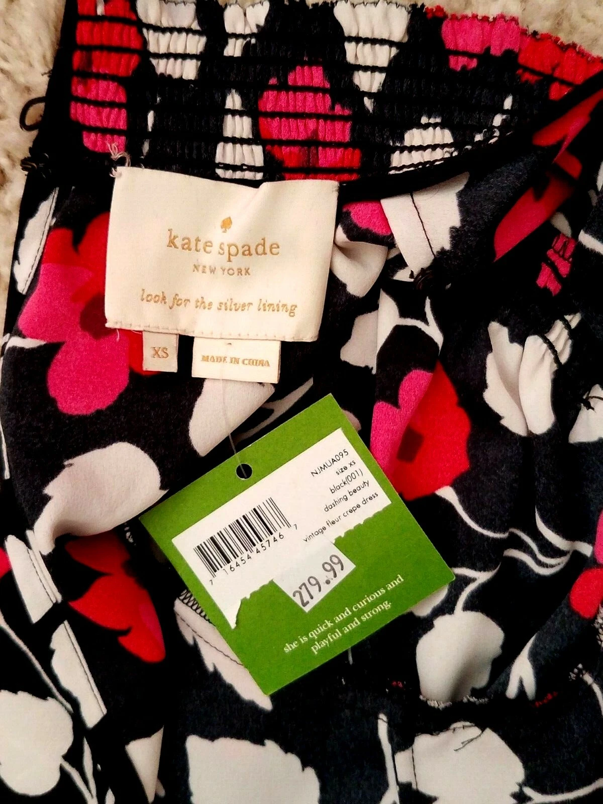 Kate Spade "Dashing Beauty" Floral Crepe Trapeze Dress Size XS NWT