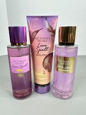 Victoria's Secret Love Spell Bundle Fragrance Lotion  Shimmer Mist Sol, Golden
