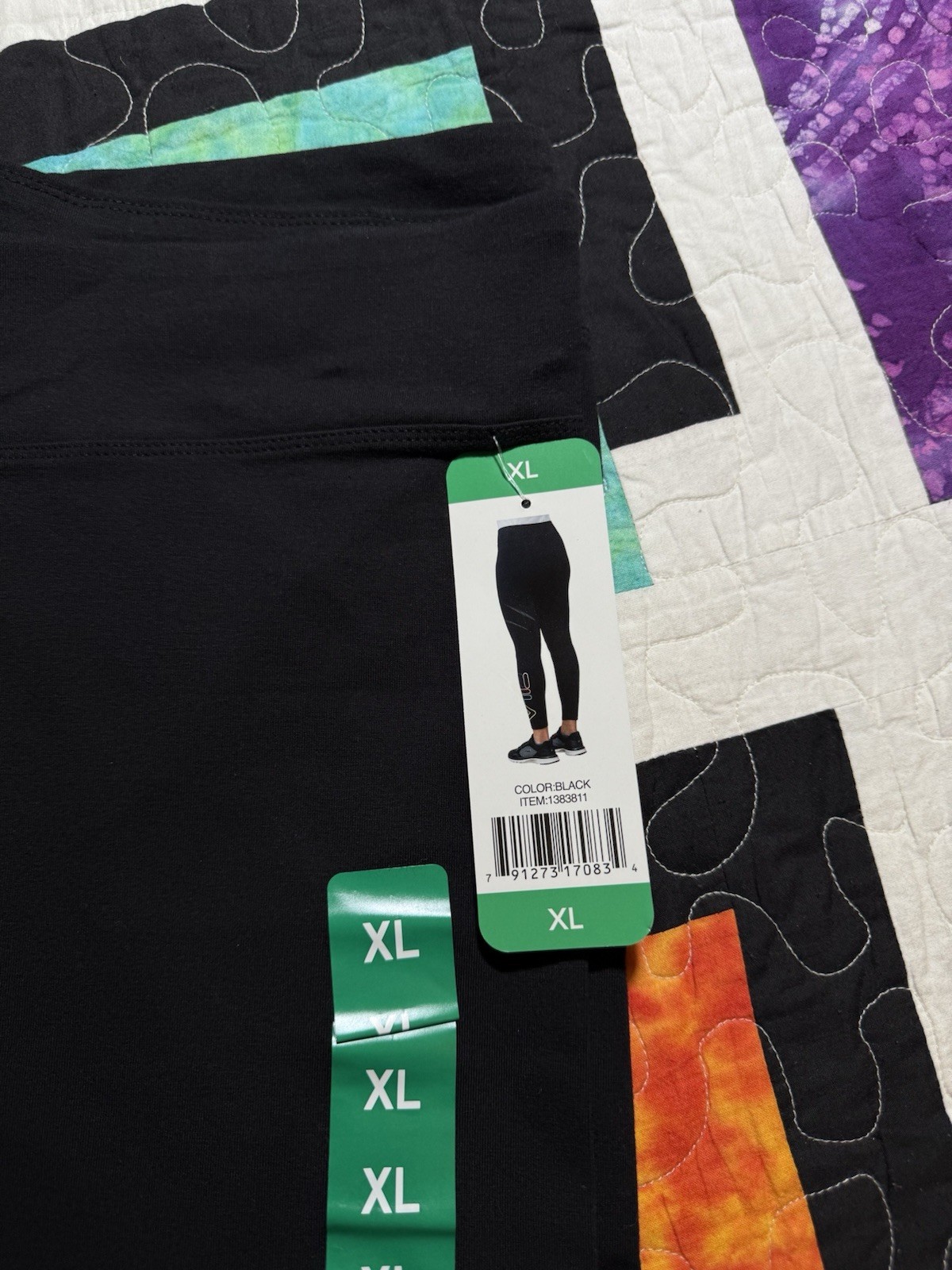 Leggings donna FILA nero vita alta multicolore logo NUOVO NUOVO CON ETICHETTE XL