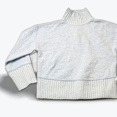 Anthropology Oliver O Light Blue Sweater Mock Neck Oversized Ribbed Knit Small