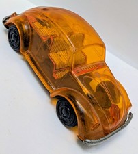 Vintage Japan Tin  Orange Plastic VW Volkswagen Beetle Bug Litho Interior 5.5"