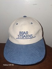 Vintage Yupoong Bear Stearns Hat Mortgages Adjustable Strapback Beige & Blue