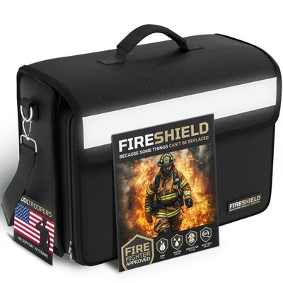FIRESHIELD PRO 5200°F Fireproof Document Bag   Portable Water Resistant Brief...