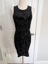 Free People Intimately Sheer Velvet Burnout Babe Black Bodycon Dress Size Medium