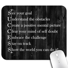 Inspirational Quote Rustic Black Wood Mouse Pad Clear Mind Stay Track Desk Mat