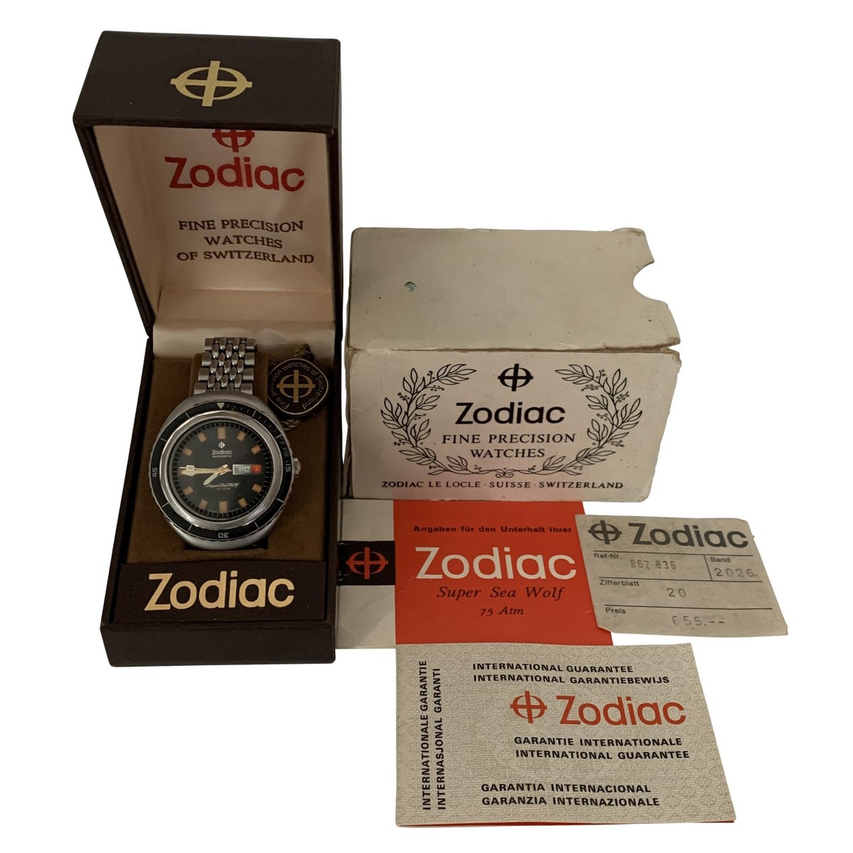 ZODIAC Super Seawolf 862-836 Diver Automatic Full Set 1969's | eBay