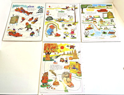 VTG 1963 Richard Scarry Western Publishing Seasons Children s Puzzles lot of 4