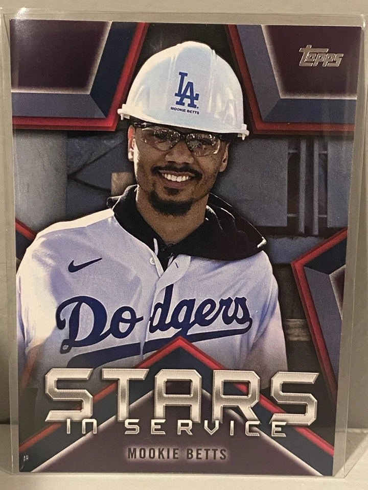 2021 Topps Series 1 Mookie Betts LA Dodgers Stars In Service Insert Card #SIS-7 - Image 3 of 4