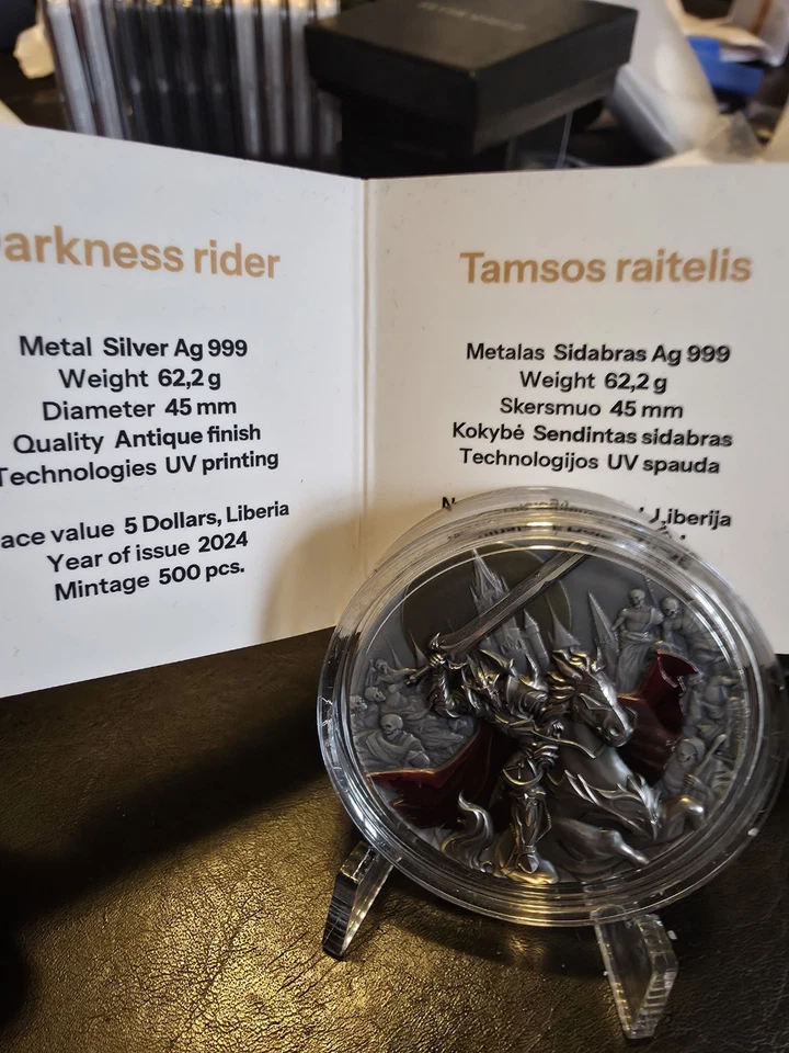 2024 Libéria 2 oz prata antigo Darkness Rider (com caixa e certificado de autenticidade) - Imagem 3 de 4
