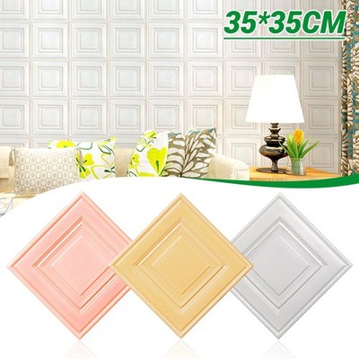 48PCS 3D Tile Wall Sticker Self Adhesive Waterproof Foam Panel Wallpapers DIY