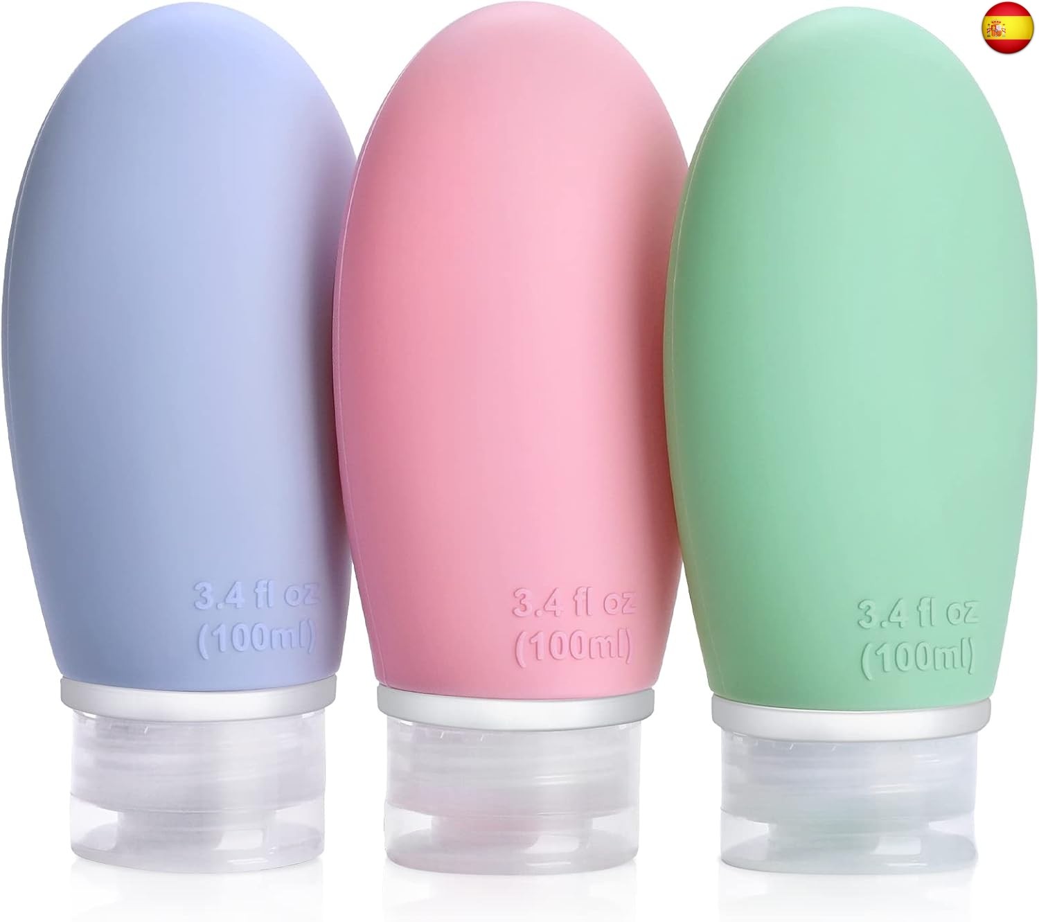 Opret Botellas de Viaje Silicona 3 Pack, Botes Rellenables Viaje de 100ml a