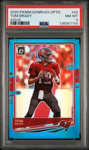 2020 PANINI DONRUSS OPTIC AQUA #92 TOM BRADY 74/299 PSA 8
