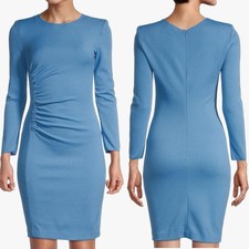 Emporio Armani Sz 44/8 Jersey Ruched Sheath Dress Long Sleeve Mini Career Office