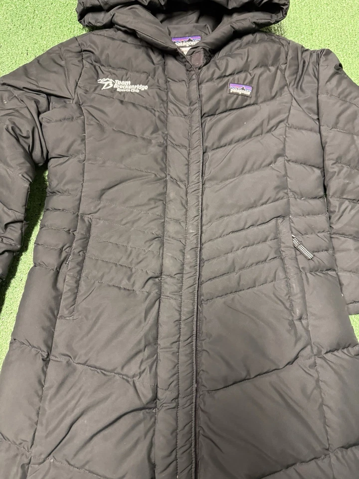 Chaqueta acolchada acolchada Patagonia plumón de ganso parka para niñas pequeña (8) negra MARCADA Foto 2 de 4