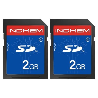 INDMEM 2 Pack SD Card 2GB Class 4 Flash Memory 2G SLC Stanard Secure 2PC 