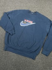 Vintage Nike Sweatshirt Mens XL Blue Embroidered Center Swoosh Made In USA