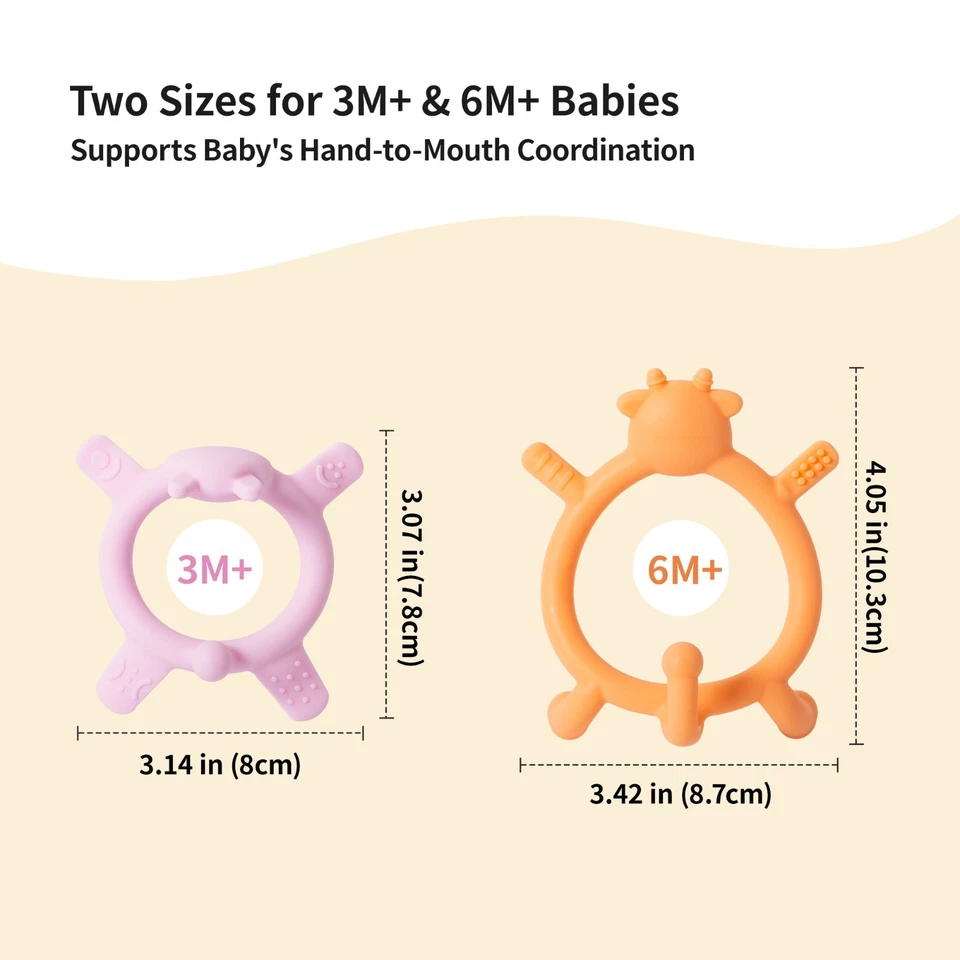 Pigeon Silicone Baby Teether, Multi-Textured Teething Relief Toys, 3 Months+ 2pc - Image 2 of 4