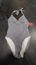 Esprit Damen Badeanzug Gestreift Retro Gr. 40 Maritim Schwarz Weiß