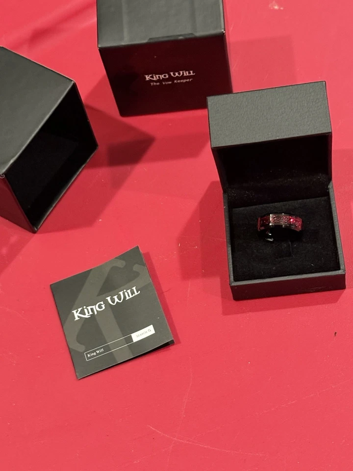 Alianza de boda de dragón celta rojo anillo de carburo de tungsteno negro de 8 mm para hombre Foto 4 de 4