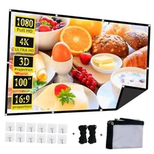 Foldable 100-inch Projector Screen,XINLEMY 4k 16:9 100inch projector screen