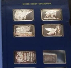 5 - 1 Troy Oz .999 Fine Silver Ingot Bar & 2 - 5 Gram Bars In Whitman Book Chief