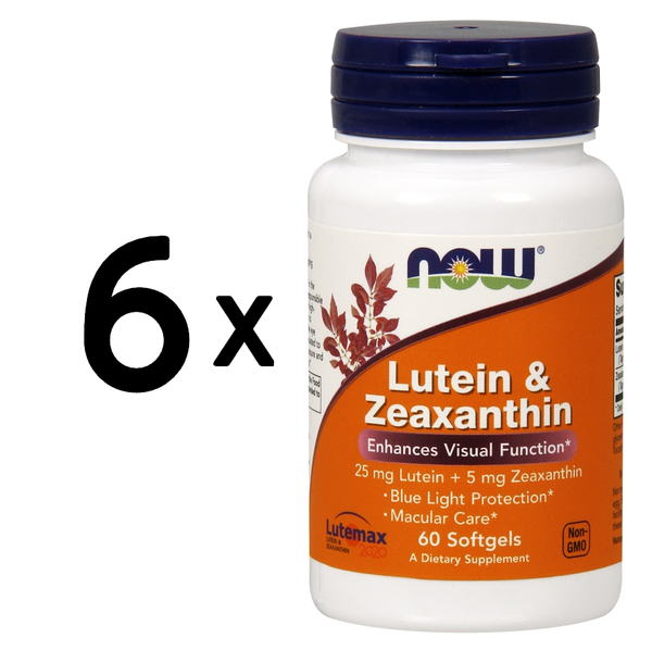 6 X NOW Foods Lutein & Zeaxanthin - 60 Softgels (361,08 Eur/Kg)-image
