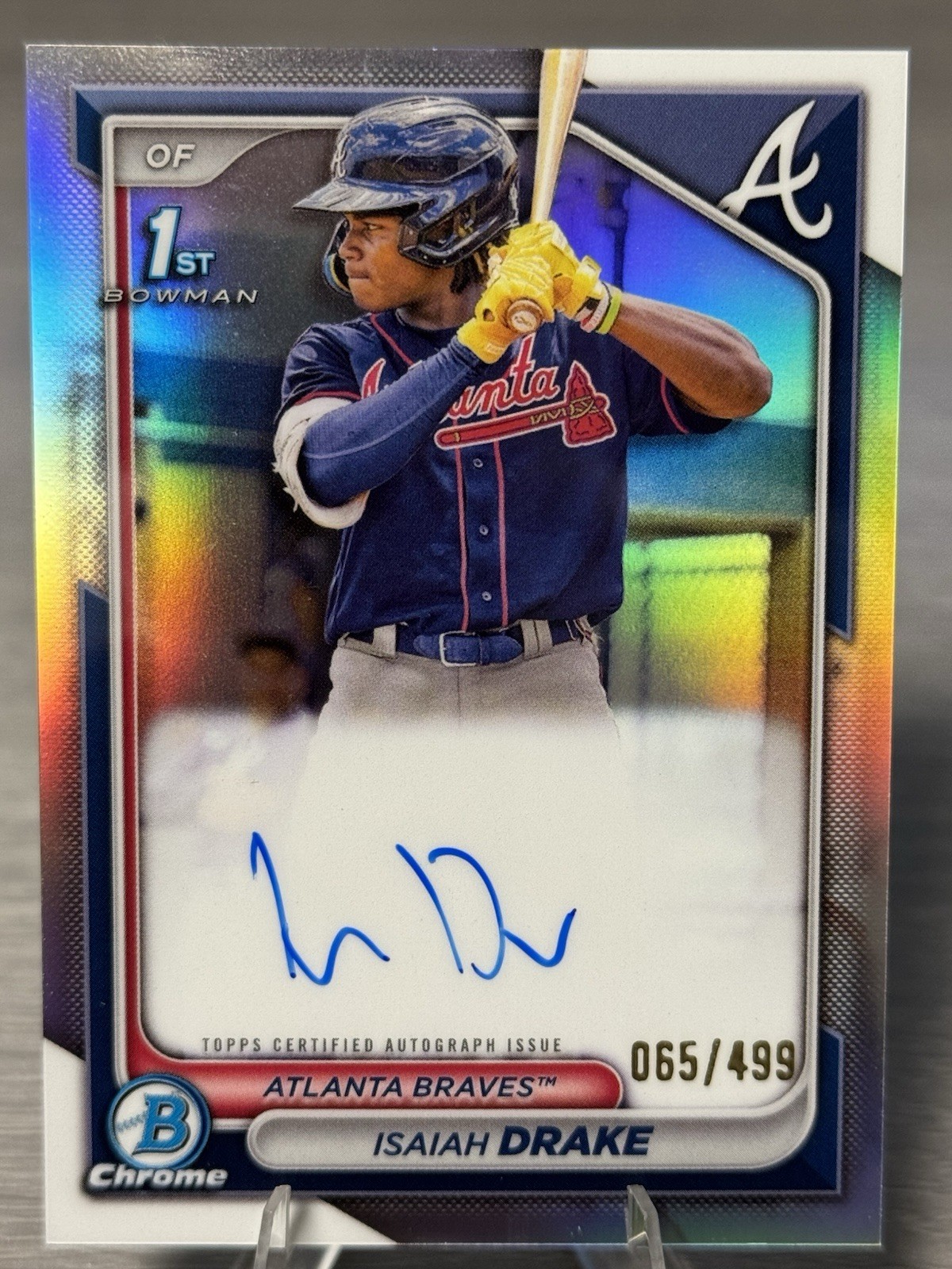 🔥⚾️ISAIAH DRAKE 2024 Bowman Chrome 1st Refractor Auto RC /499 #BRAVES!!!⚾️🔥
