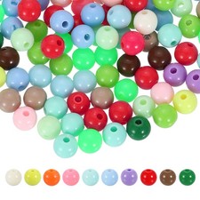 100pcs Random Dark Color Acrylic Round Beads 8mm Plastic Resin Loose Bead