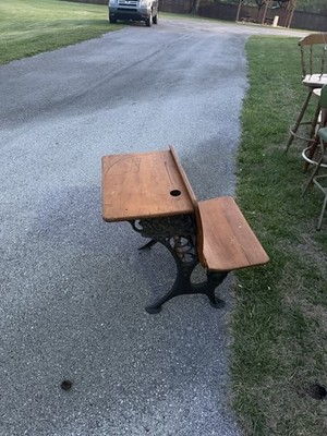 Antique American Seating Co. Cast Iron & Wood School Desk Early