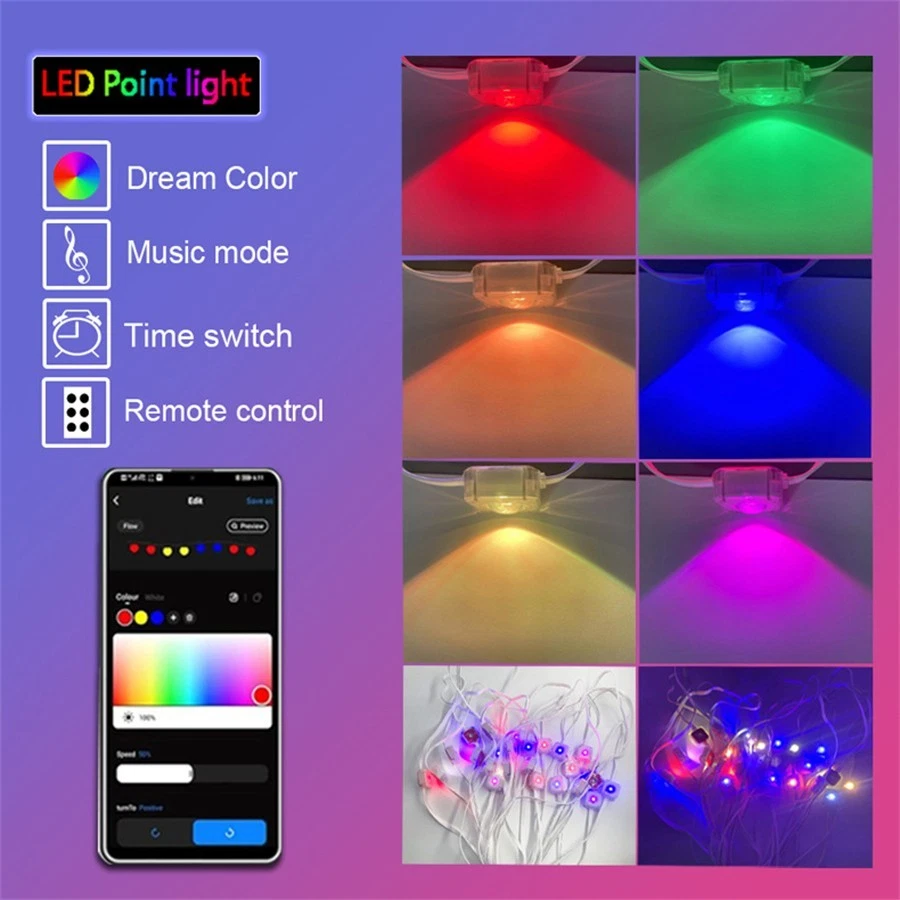 Постоянное наружное освещение 100 футов RGB карнизы свет с приложением пульт дистанционного управления для декора - Изображение 3 из 4