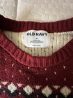 Old Navy Fair Isle Sweater Men’s M Red Cream Nordic Cabin Core Winter Holiday  — photo 4