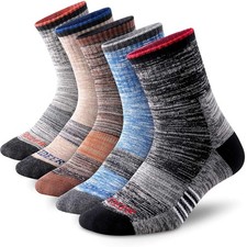Men's Hiking Walking Socks, 5 pack Outdoor Recreation Wicking Cushioned Quart...