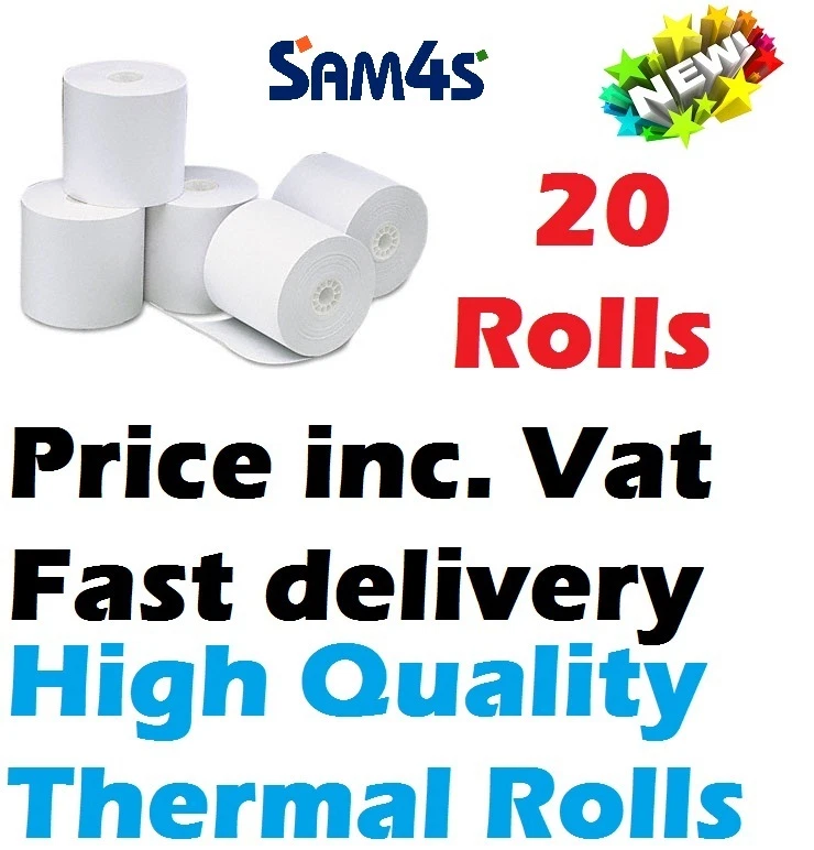 Sam4s ER 420 Cash register Paper Box of 20 Quality Paper Thermal Rolls
